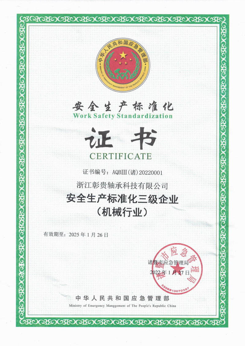 Standardization Safty production Certificate