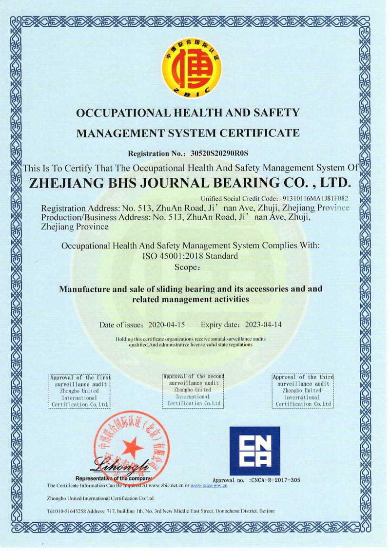 ISO45001-20018 certificate